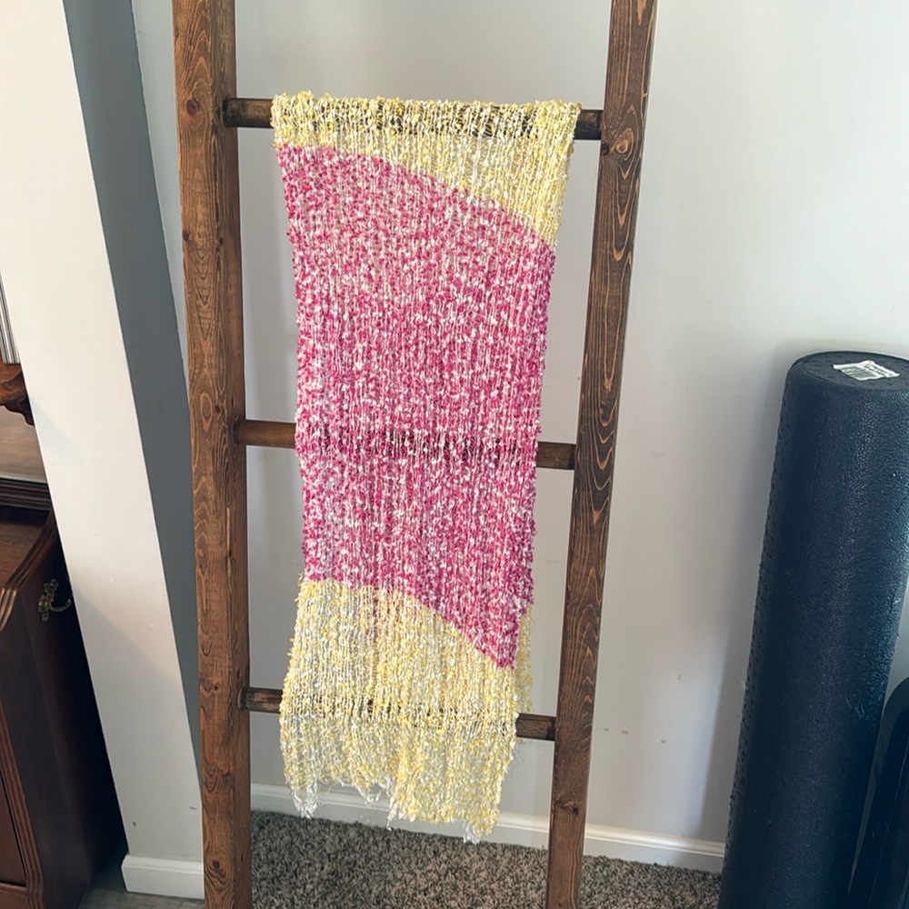 Yellow and Pink Woven Scarf